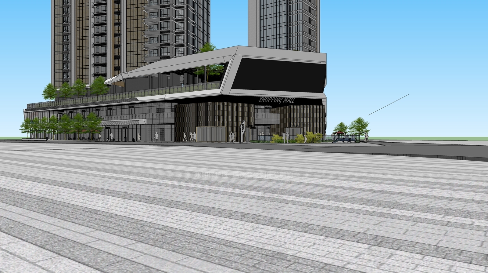 现代商业街SU模型下载【ID:1187926440】