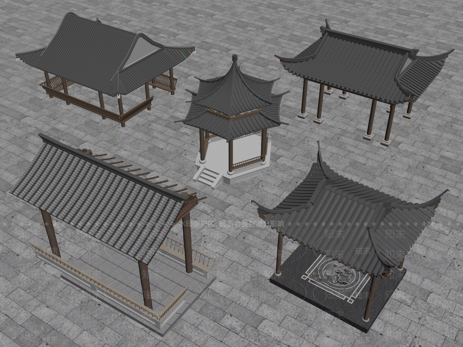 新中式中式亭子SU模型下载【ID:1187926651】