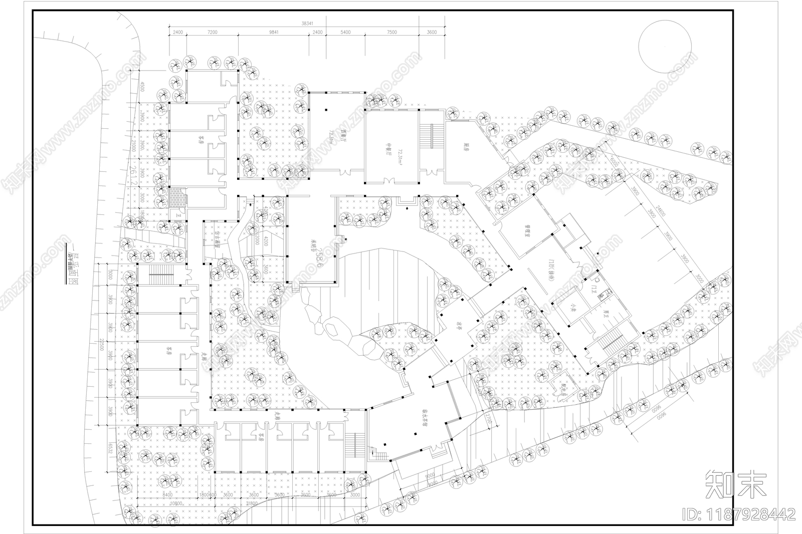 新中式简约民宿建筑施工图下载【ID:1187928442】