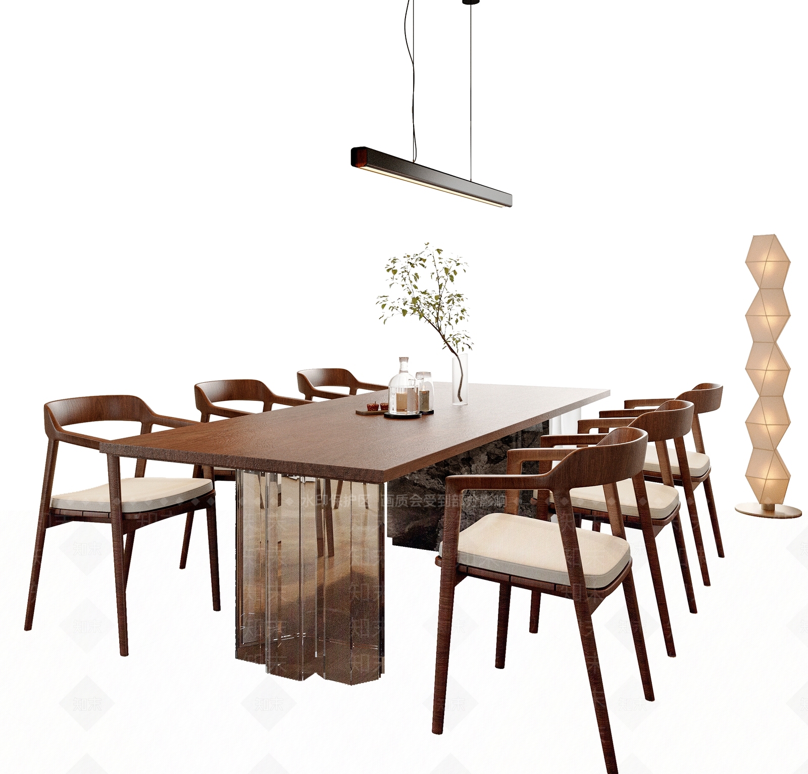 新中式中式餐桌椅3D模型下载【ID:1187928428】