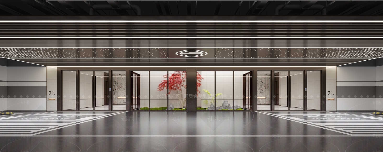 新中式室内停车场3D模型下载【ID:1187929190】