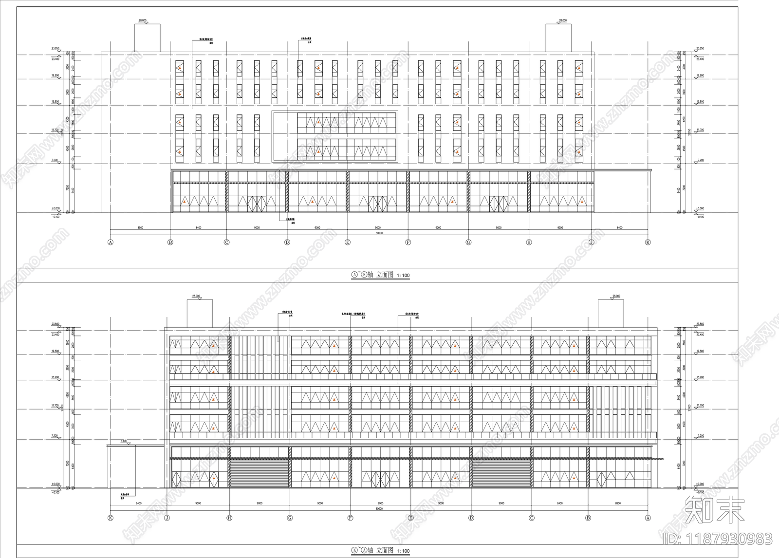 现代产业园建筑施工图下载【ID:1187930983】