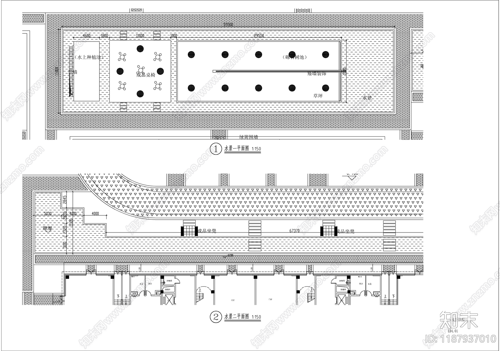 产业园景观cad施工图下载【ID:1187937010】