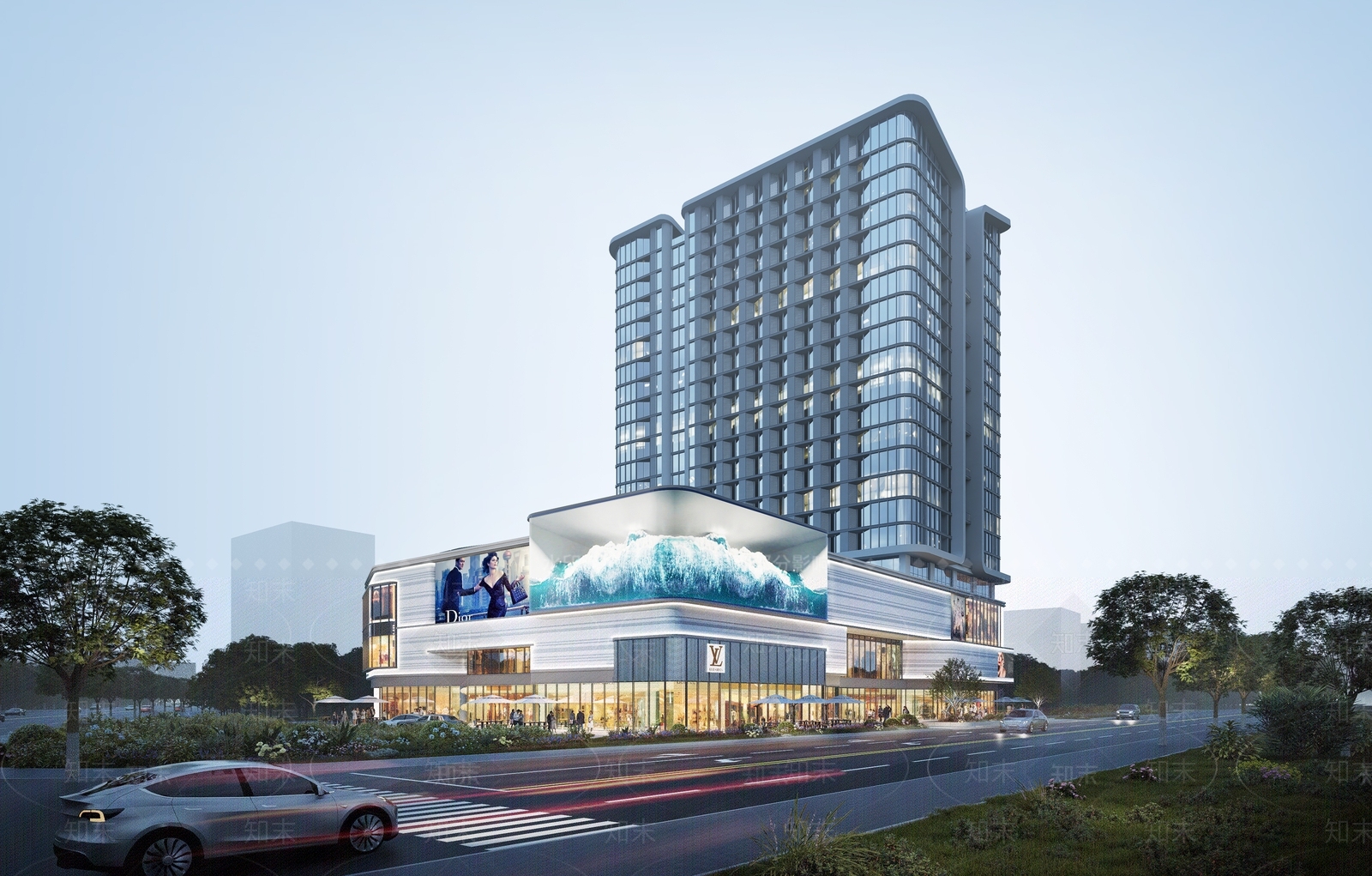 现代简约商场建筑SU模型下载【ID:1187940407】