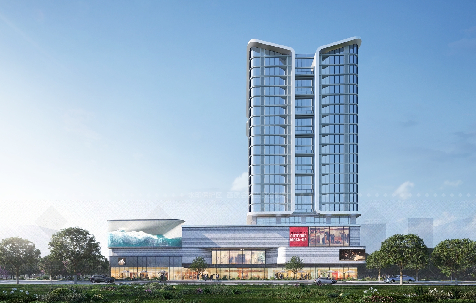现代简约商场建筑SU模型下载【ID:1187940407】