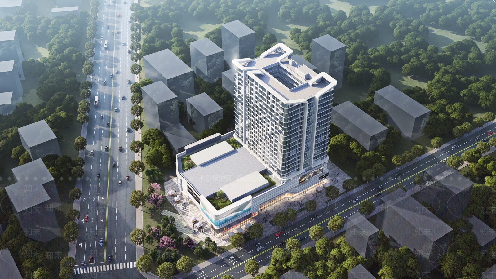 现代简约商场建筑SU模型下载【ID:1187940407】