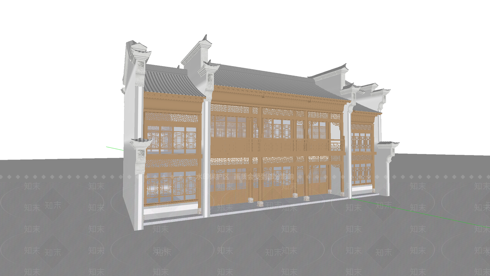 中式古建筑SU模型下载【ID:1187940527】