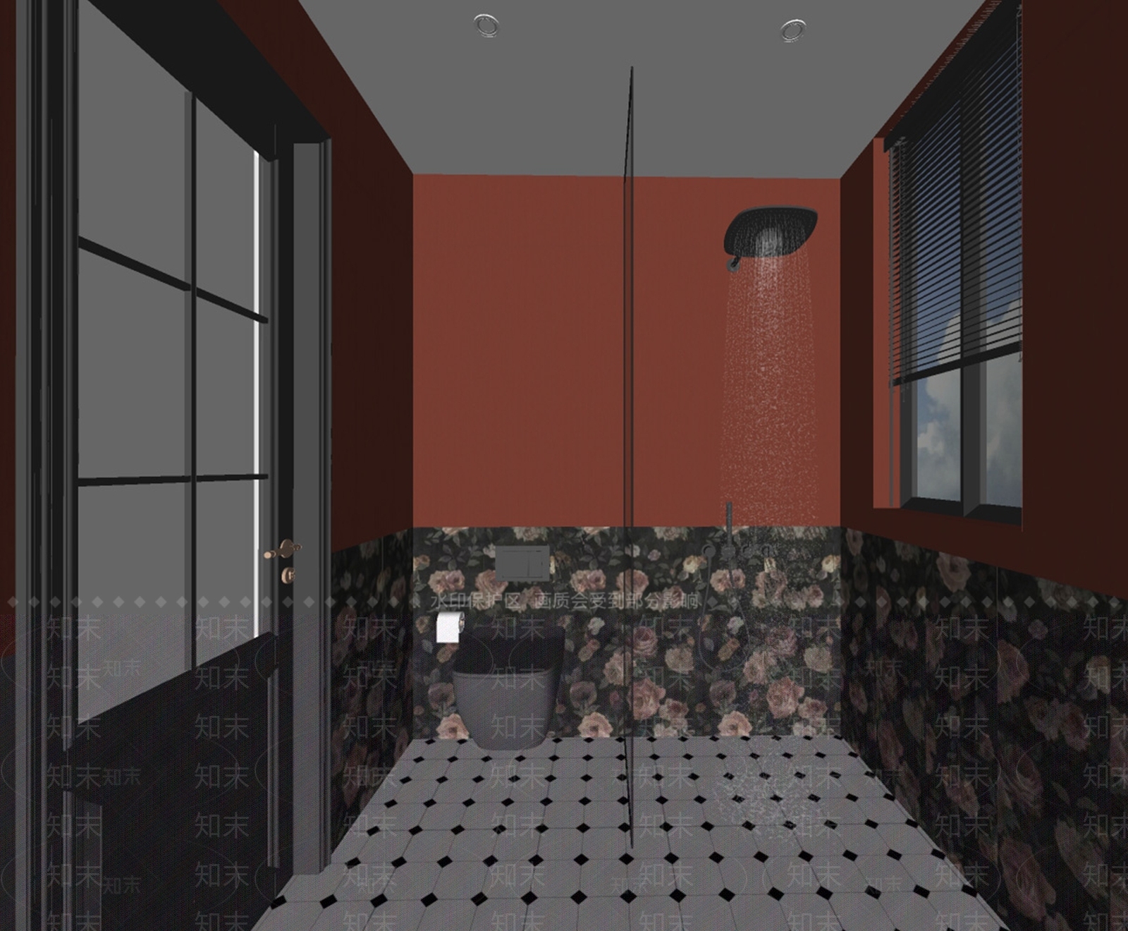 复古美式卫生间SU模型下载【ID:1187940913】