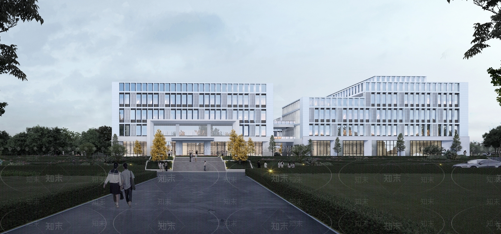现代简约学校建筑SU模型下载【ID:1187942488】