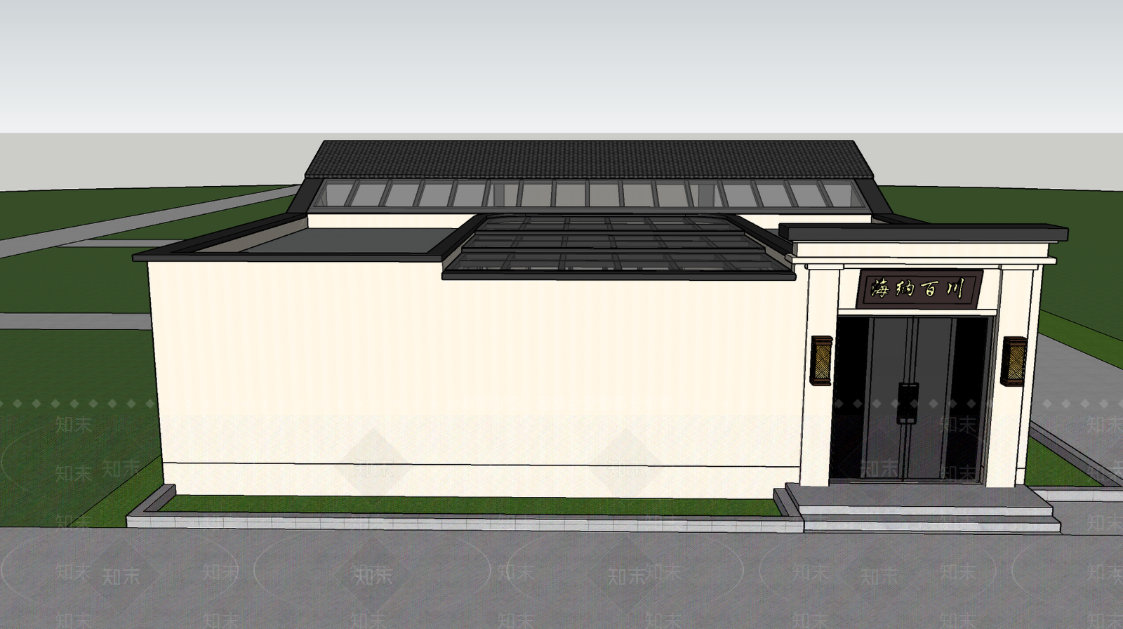 现代新中式风格建筑SU模型下载【ID:1187943030】