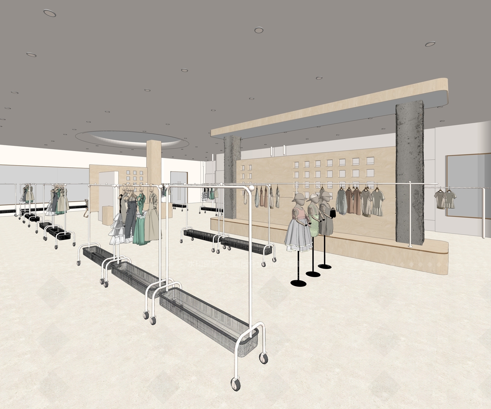 奶油服装店SU模型下载【ID:1187943279】