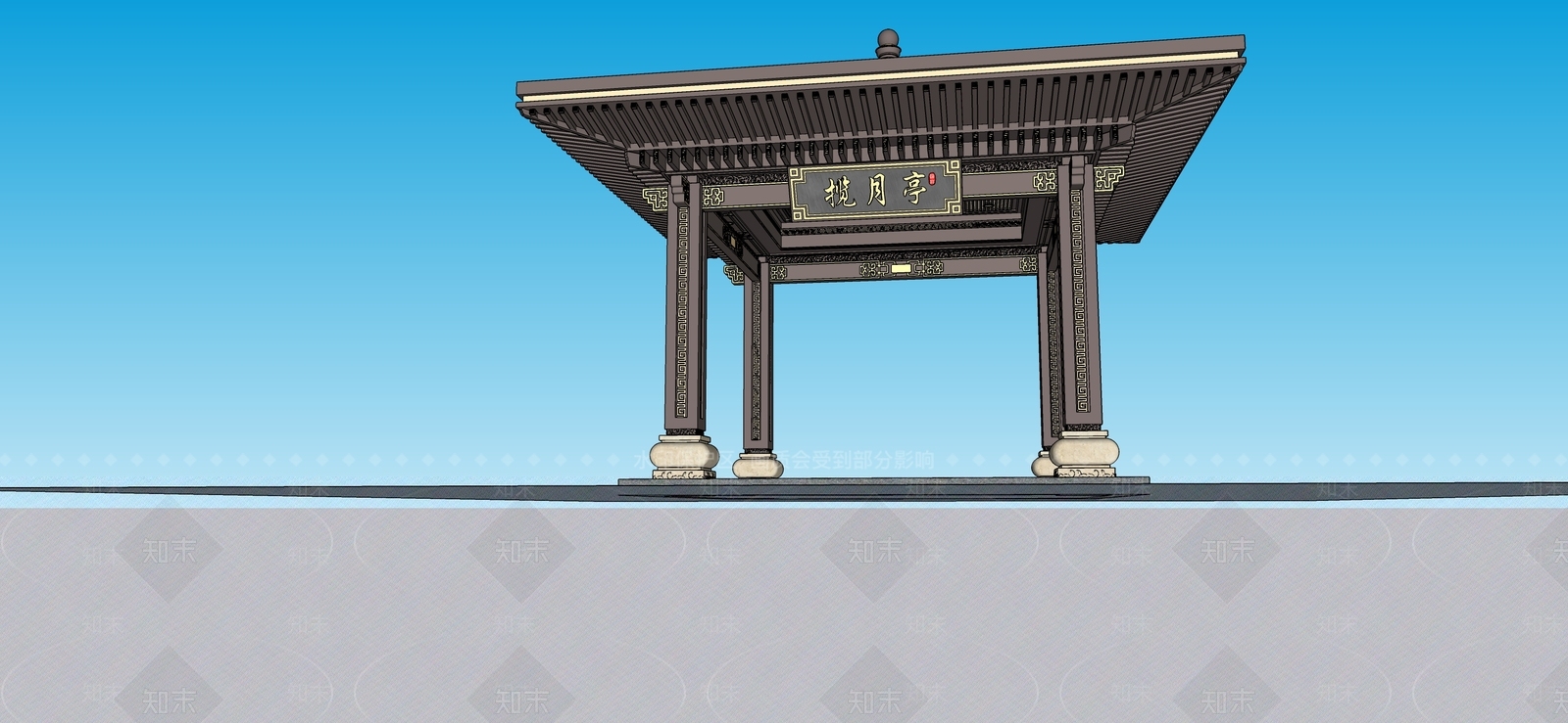 新中式亭子SU模型下载【ID:1187943940】