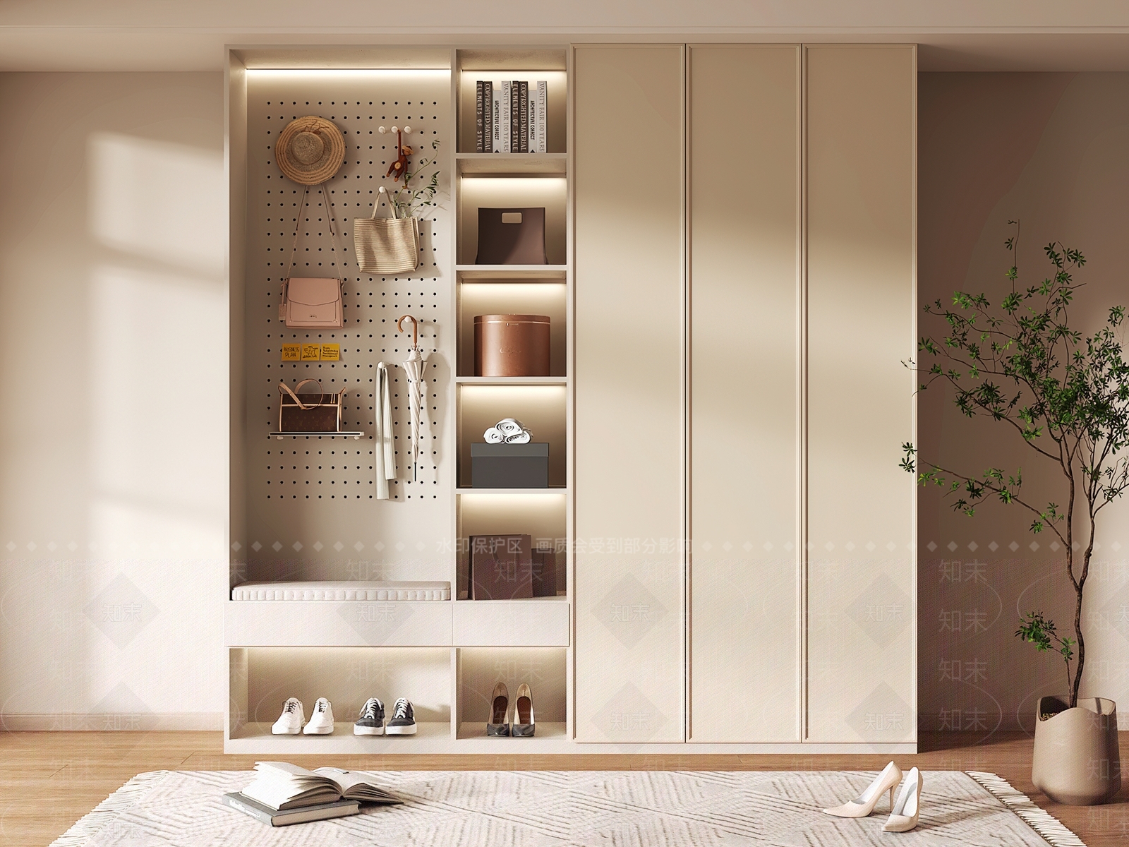 北欧鞋柜3D模型下载【ID:1187949809】