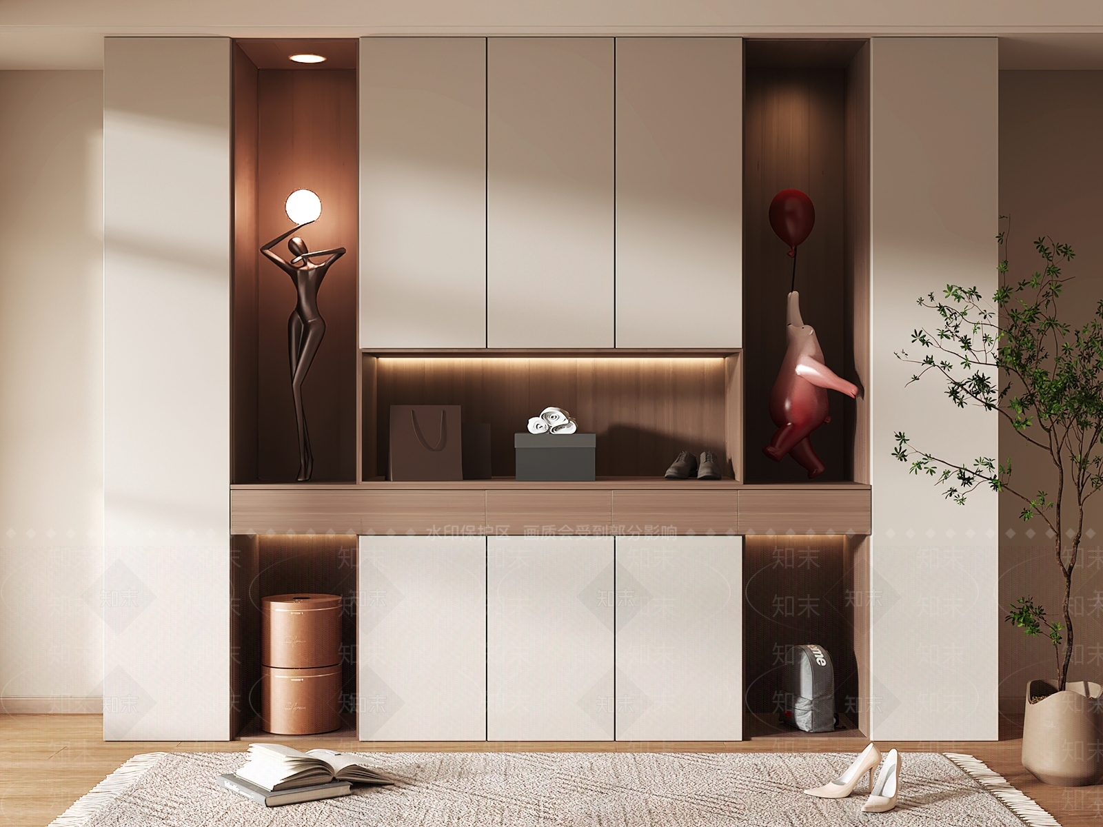 现代鞋柜3D模型下载【ID:1187950502】