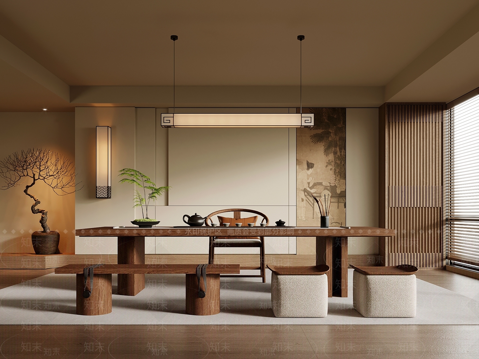 中式茶室SU模型下载【ID:1187951353】