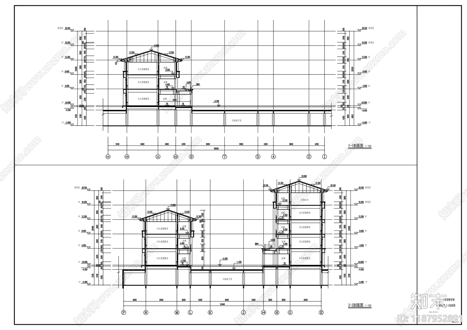 现代学校建筑cad施工图下载【ID:1187952891】