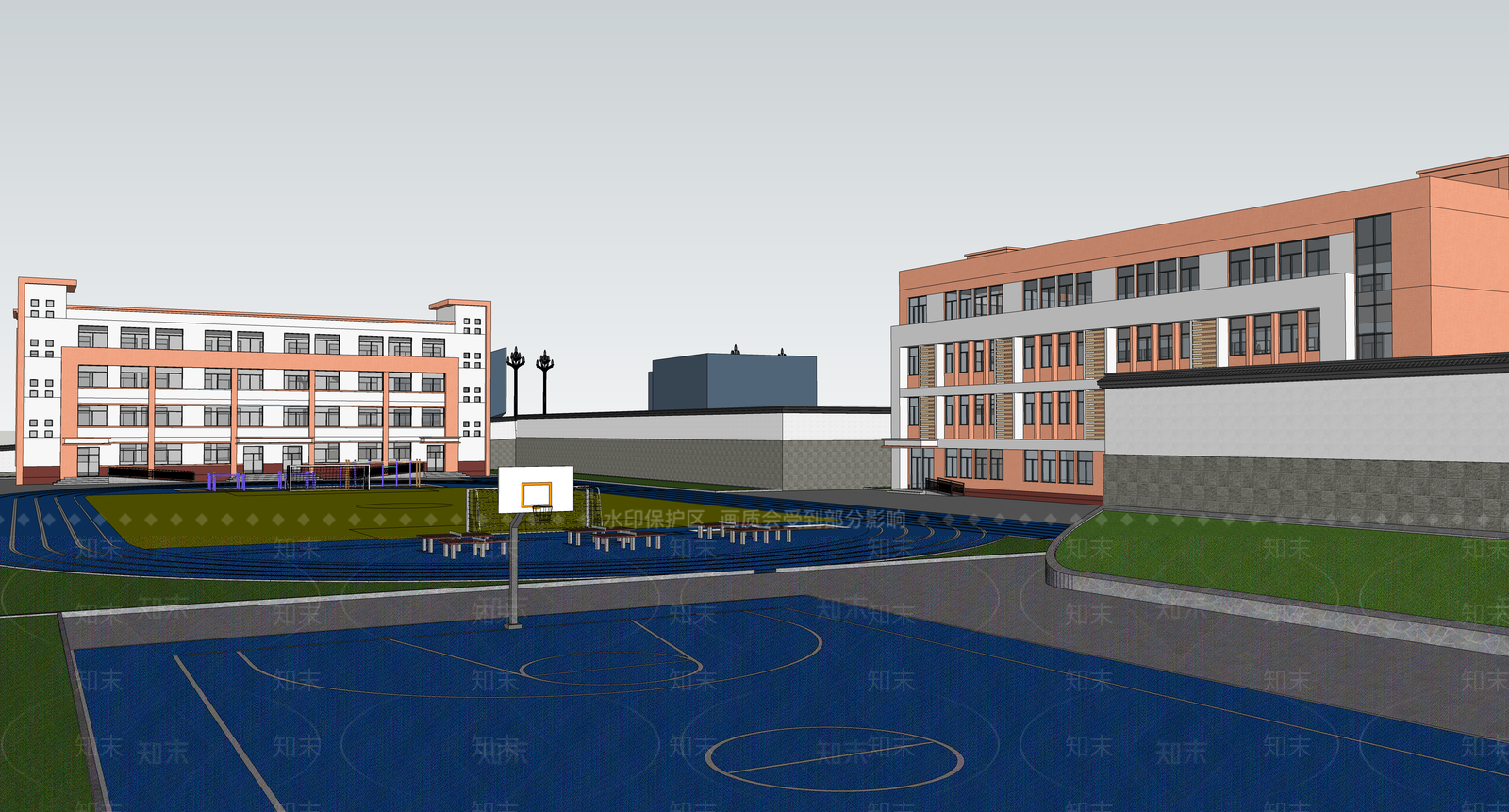 现代学校建筑SU模型下载【ID:1187952950】