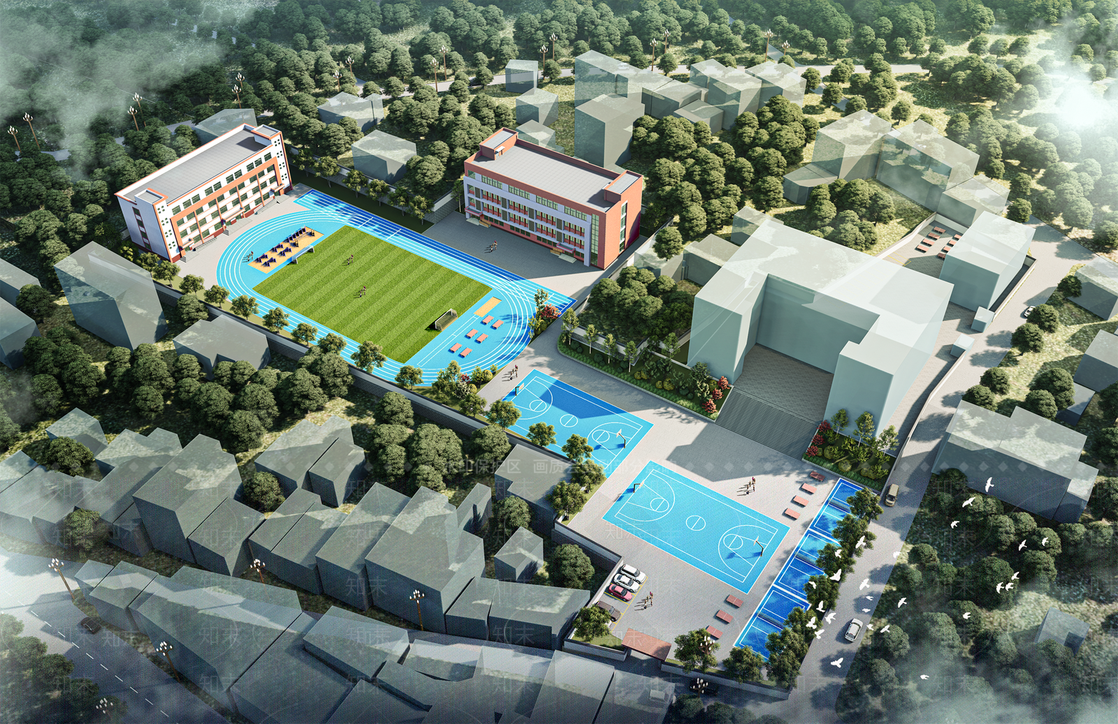 现代学校建筑SU模型下载【ID:1187952950】