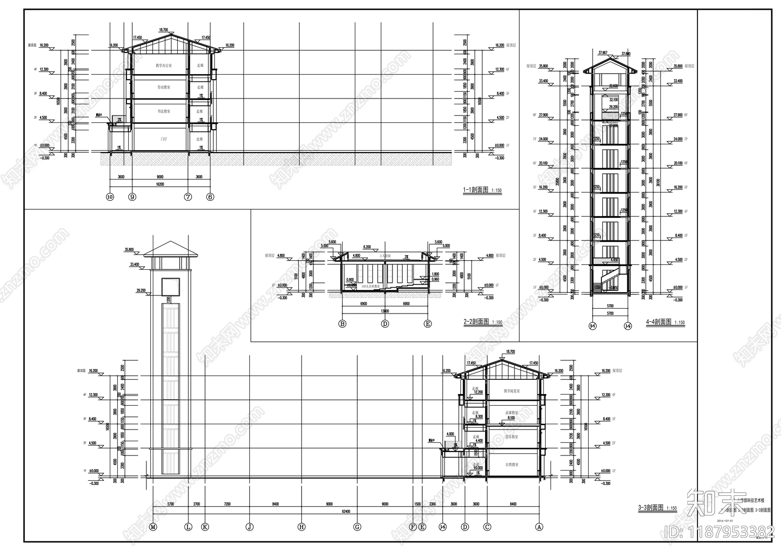 现代学校建筑cad施工图下载【ID:1187953382】