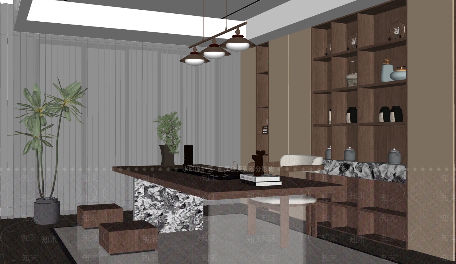 现代中古茶室SU模型下载【ID:1187954527】