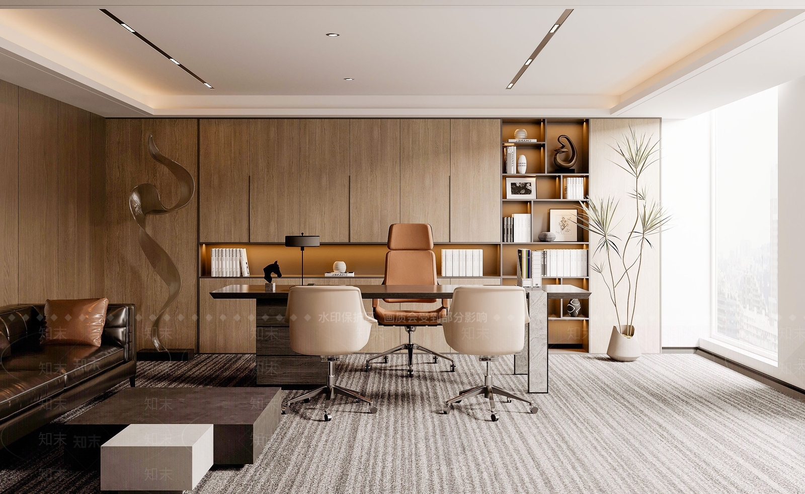 现代中式会议室3D模型下载【ID:1187955923】