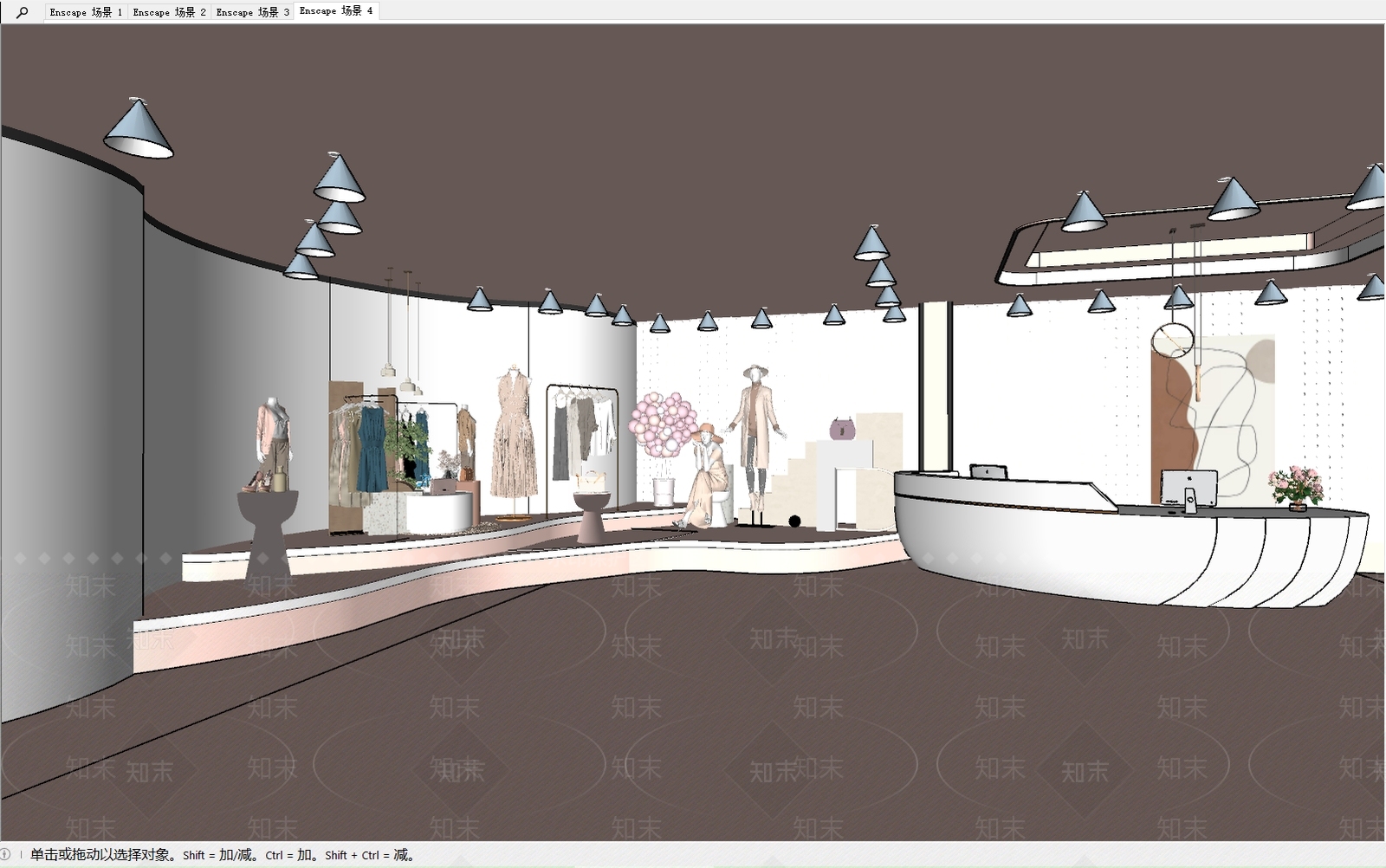 奶油简约服装店SU模型下载【ID:1187956263】