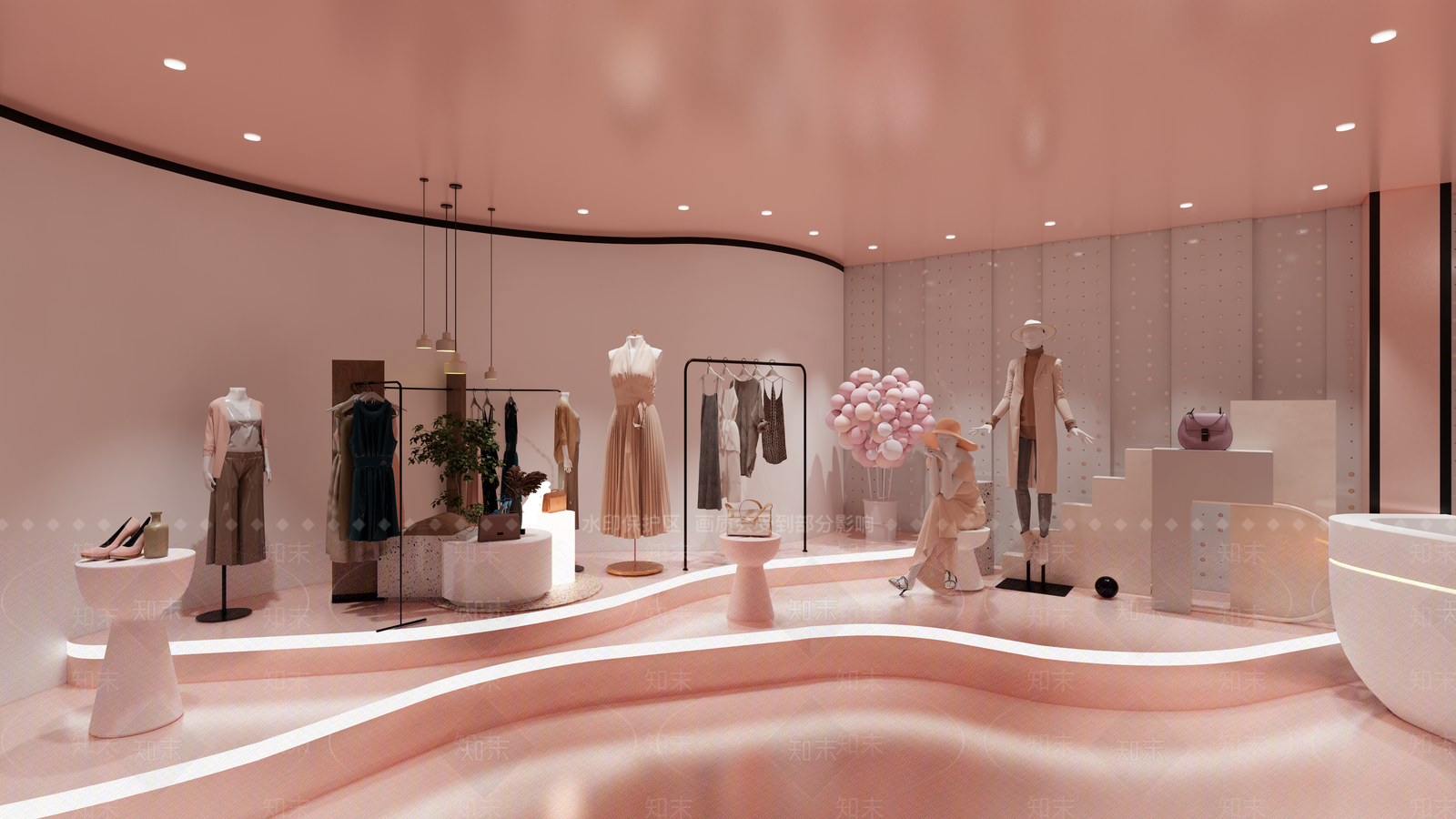 奶油简约服装店SU模型下载【ID:1187956263】
