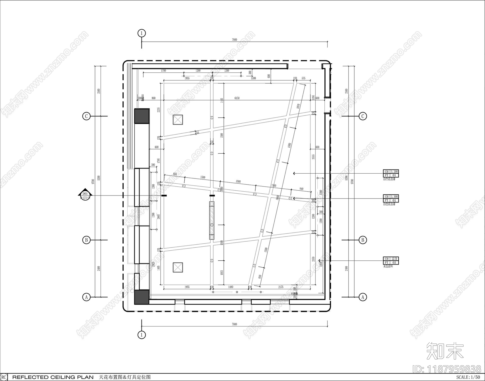 现代独立办公室cad施工图下载【ID:1187959838】