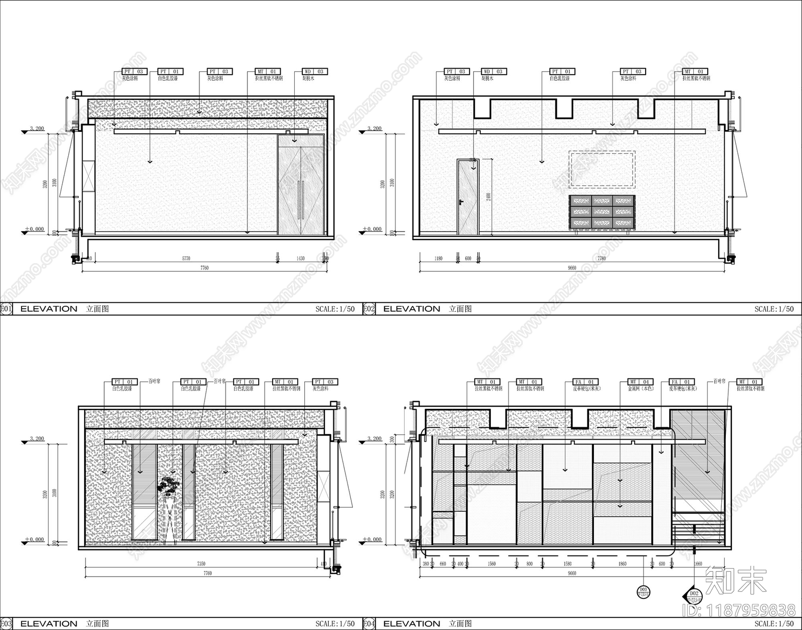 现代独立办公室cad施工图下载【ID:1187959838】