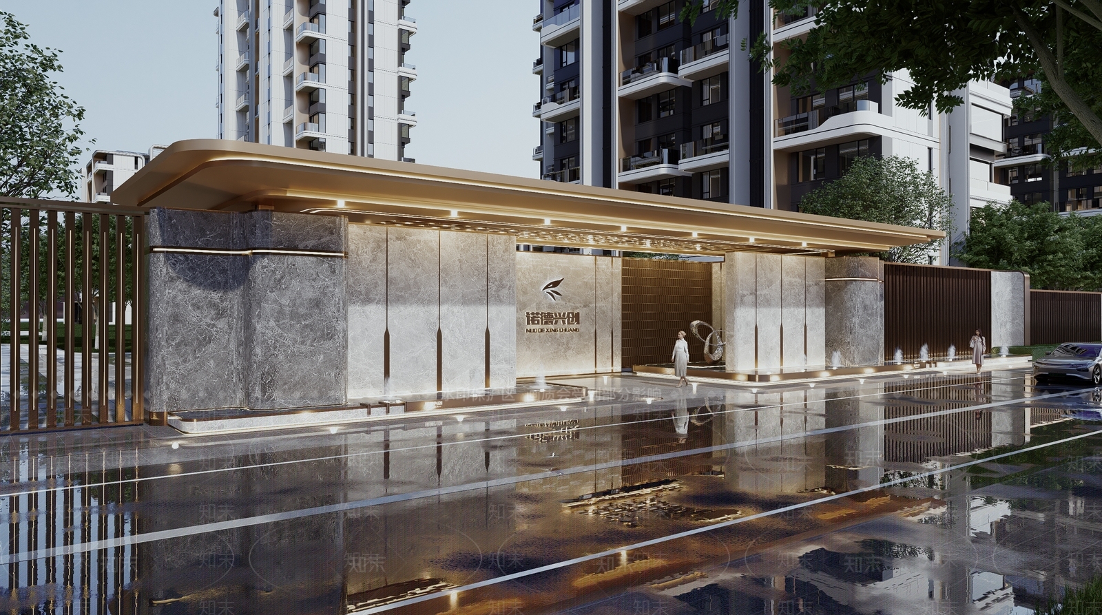 现代轻奢小区建筑SU模型下载【ID:1187960295】