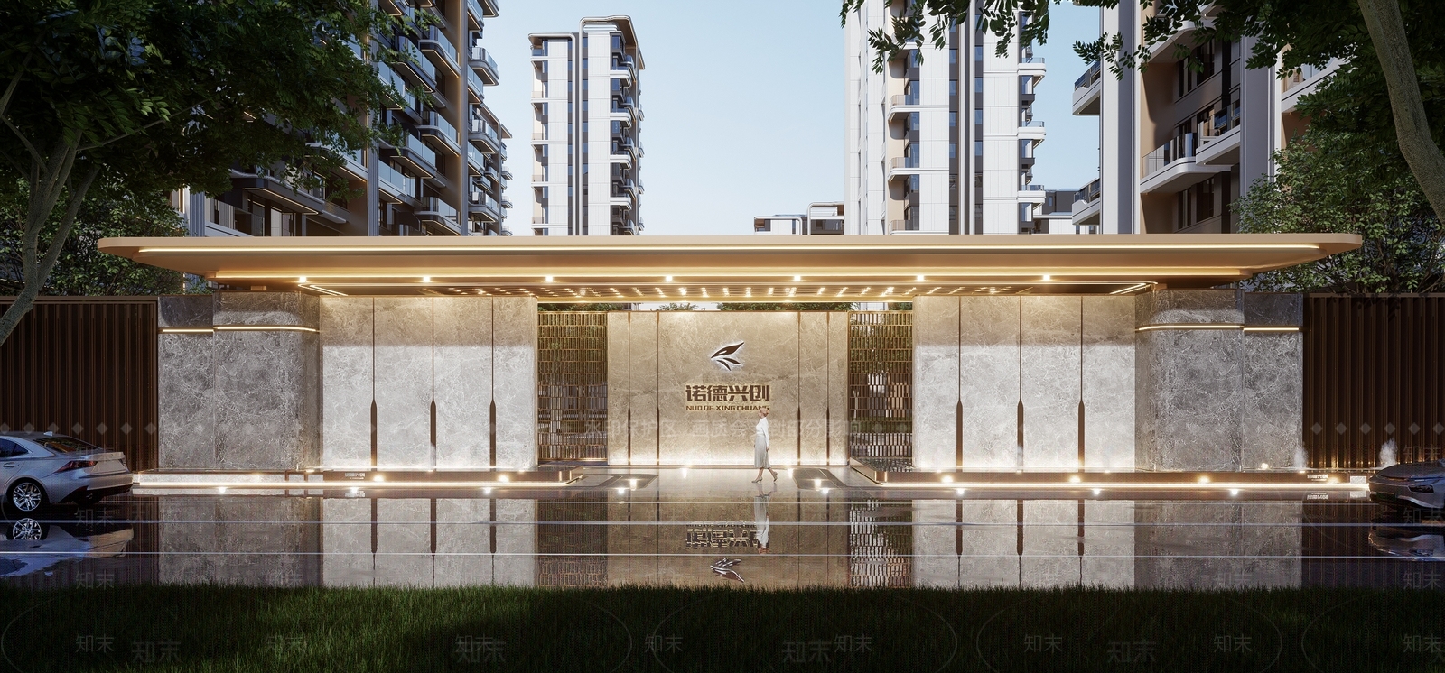 现代轻奢小区建筑SU模型下载【ID:1187960295】