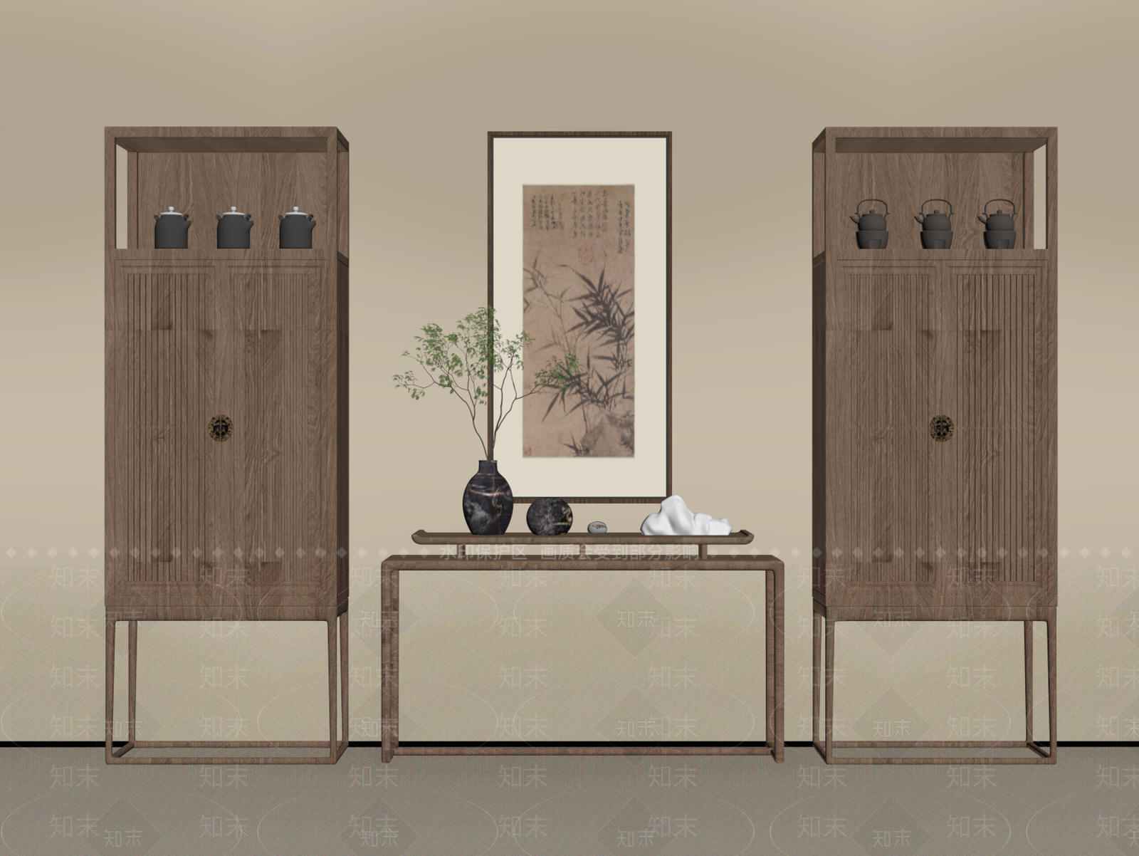新中式博古架SU模型下载【ID:1187960585】