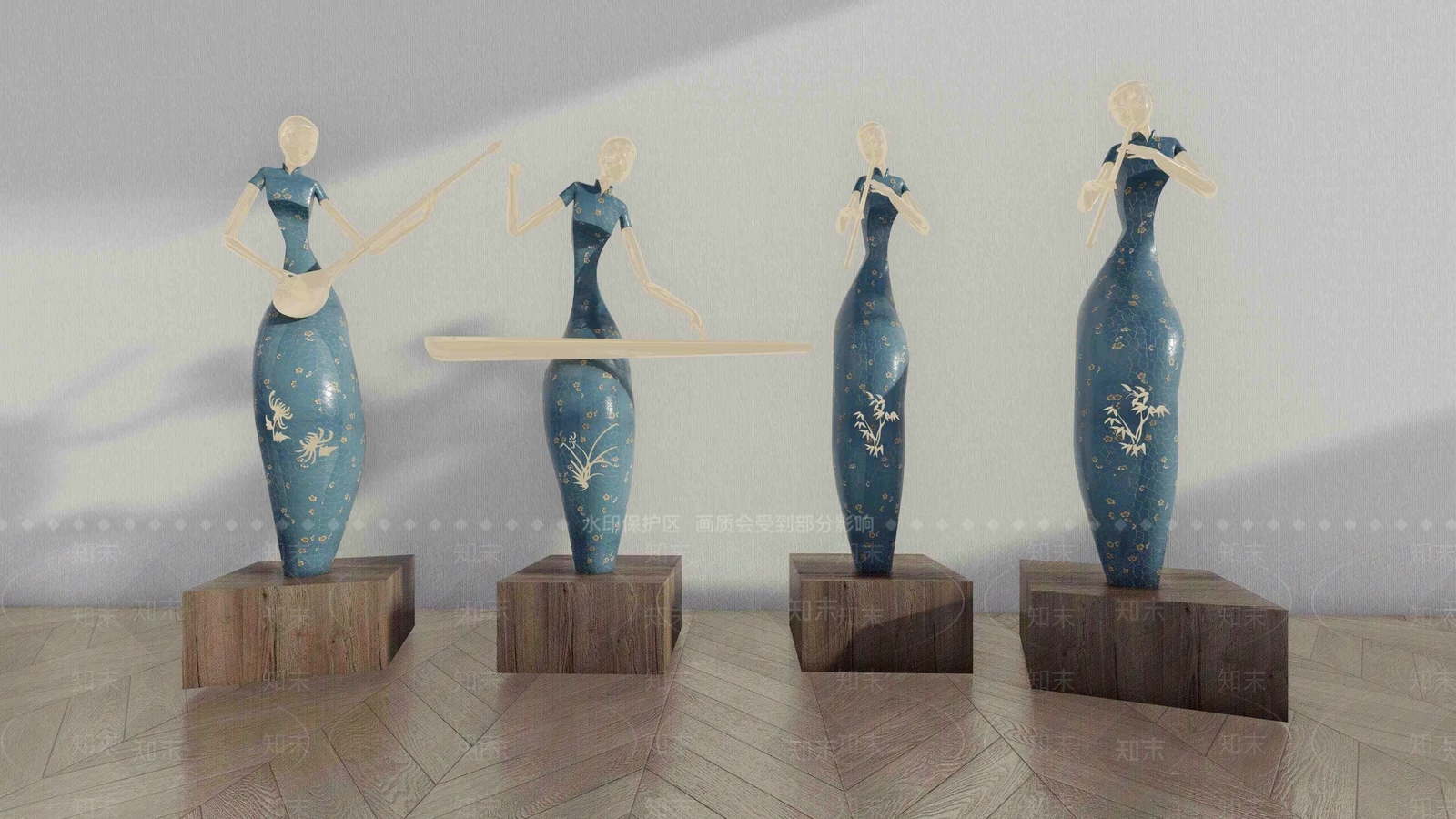 新中式现代艺术装置SU模型下载【ID:1187964063】