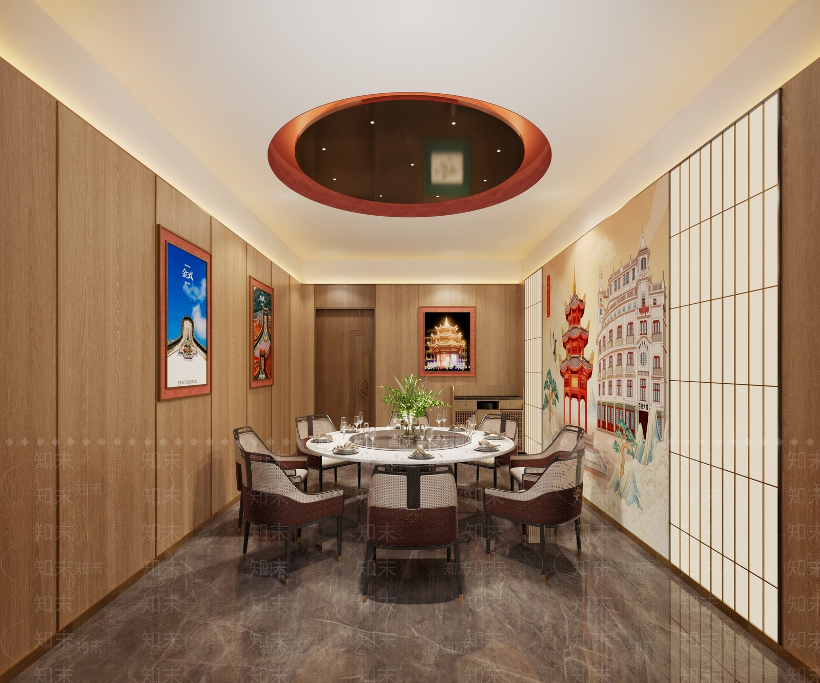 新中式现代包厢3D模型下载【ID:1187964983】