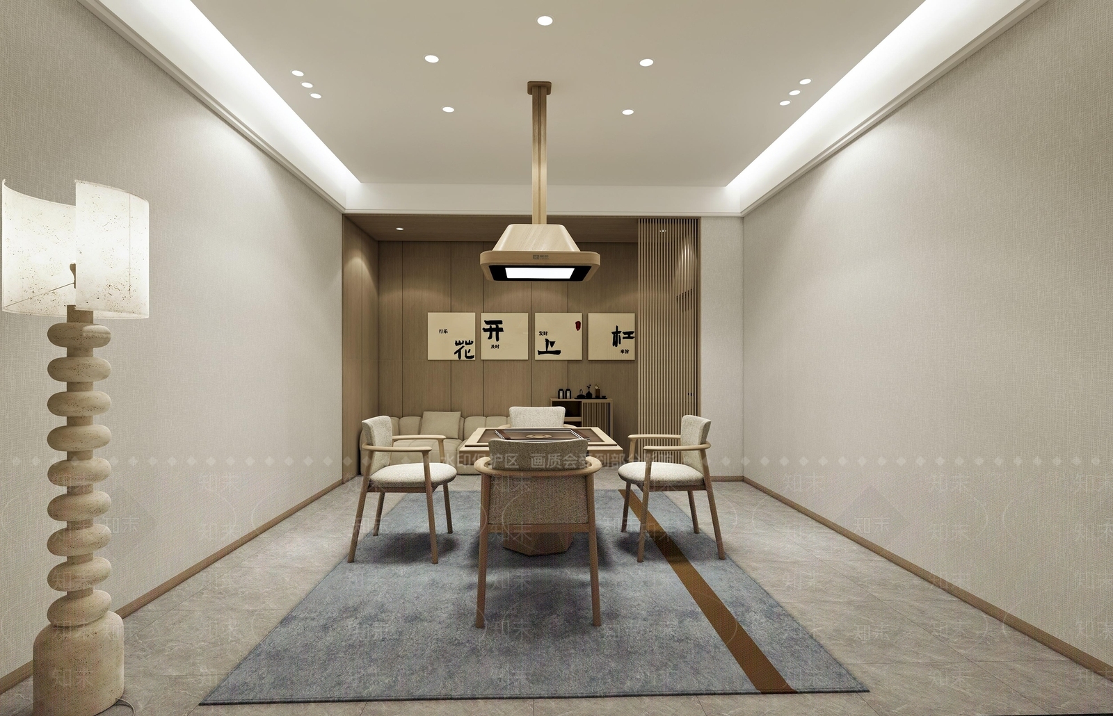 新中式原木棋牌室SU模型下载【ID:1187967594】