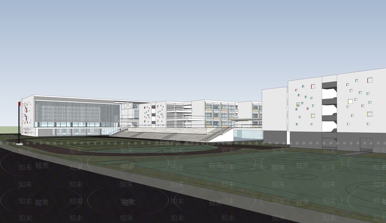 现代学校建筑SU模型下载【ID:1187975301】