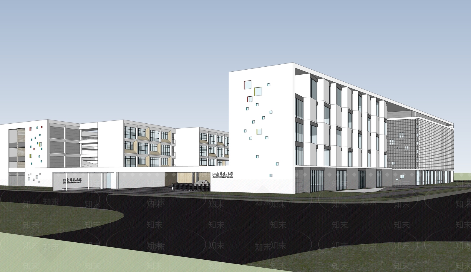 现代学校建筑SU模型下载【ID:1187975301】