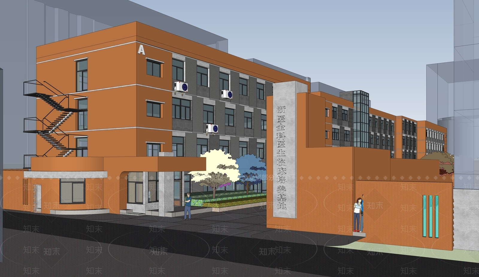 现代医院建筑SU模型下载【ID:1187976615】