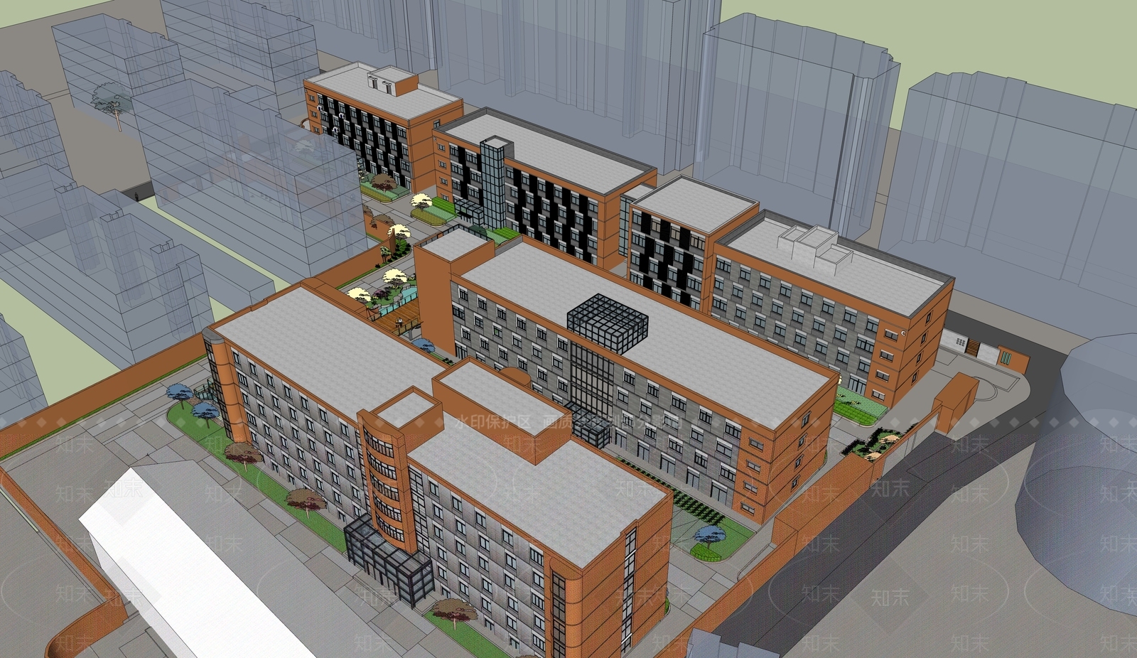 现代医院建筑SU模型下载【ID:1187976615】