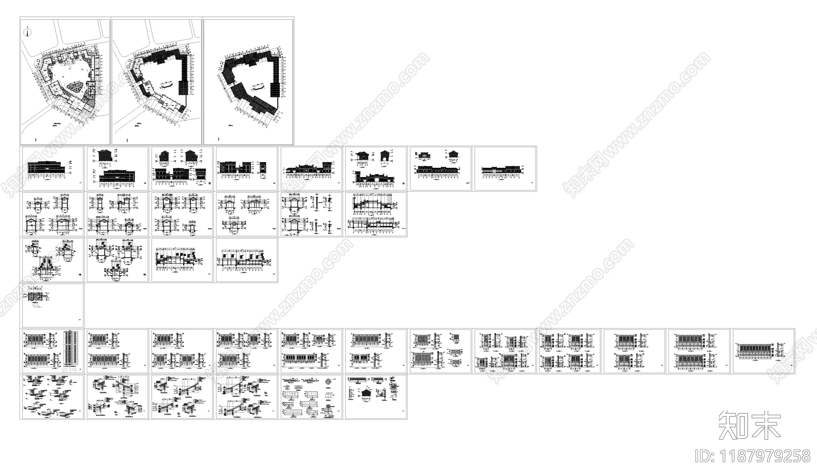 徽派建筑施工图下载【ID:1187979258】