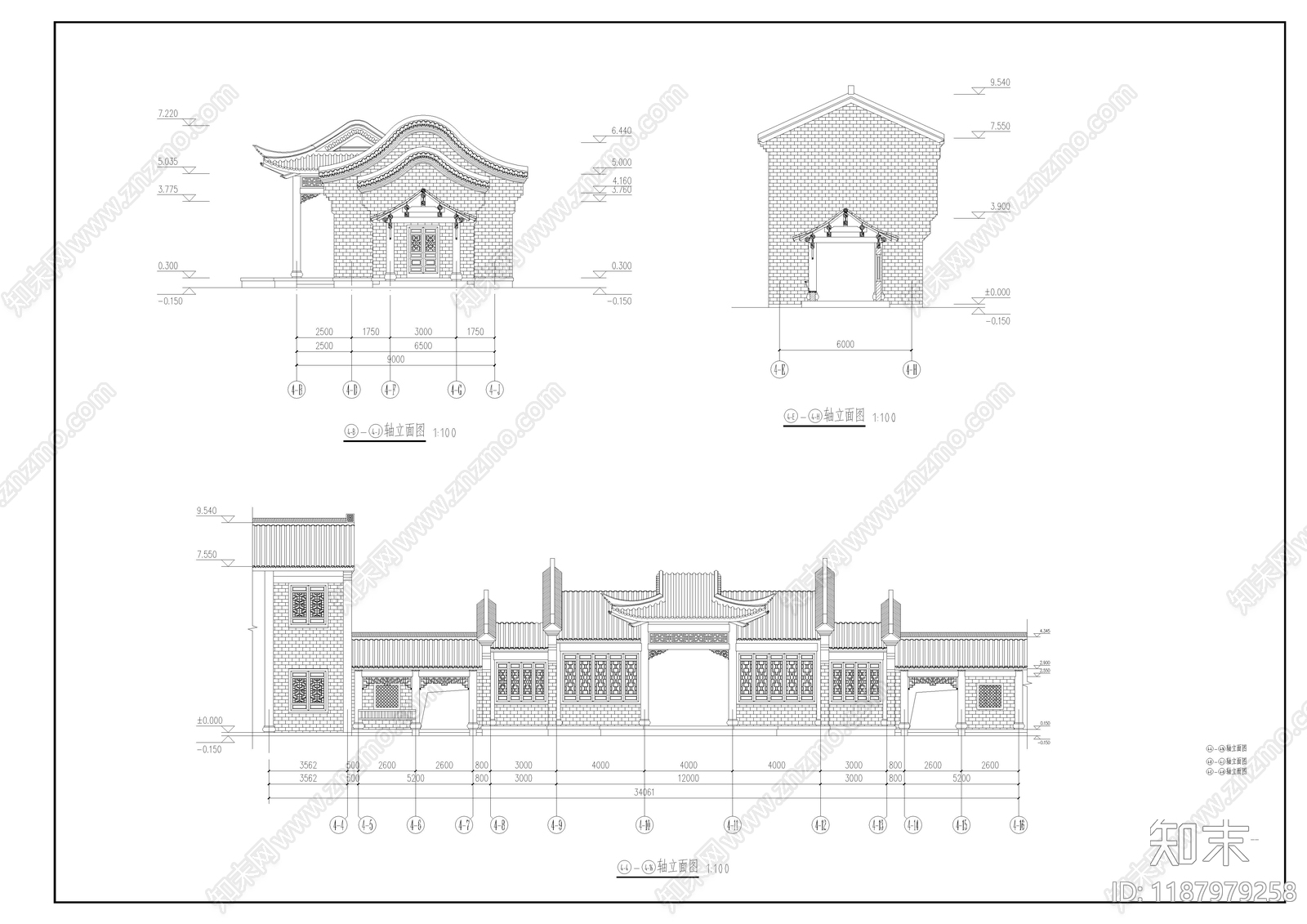 徽派建筑cad施工图下载【ID:1187979258】