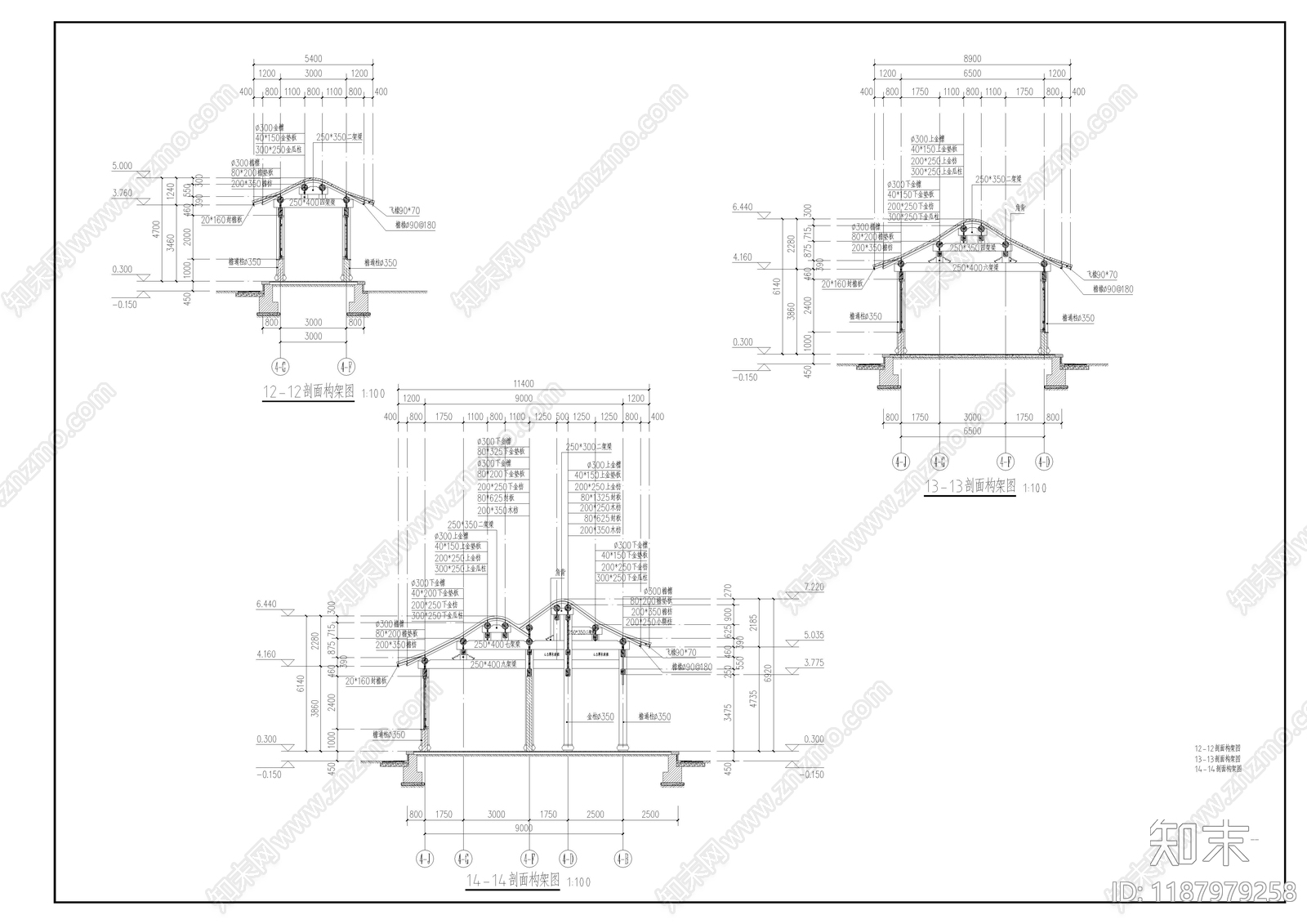 徽派建筑cad施工图下载【ID:1187979258】