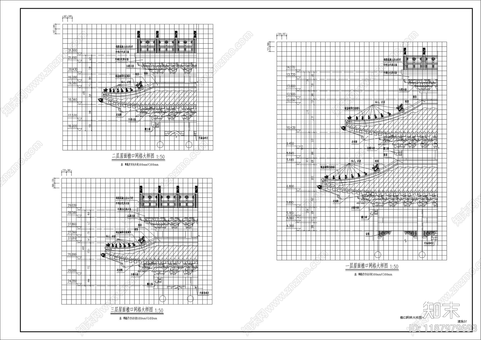 仿古建筑cad施工图下载【ID:1187979693】
