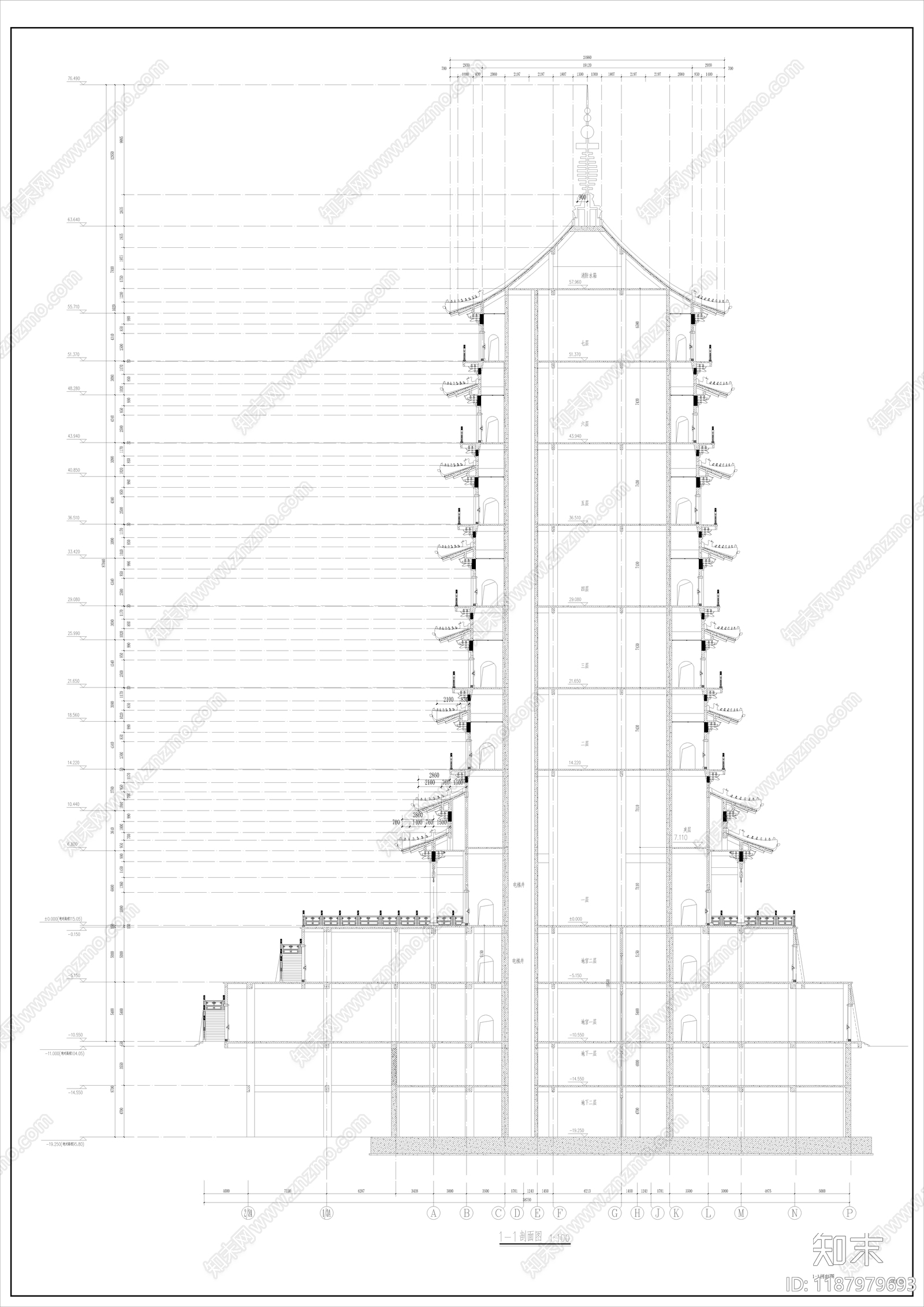 仿古建筑cad施工图下载【ID:1187979693】