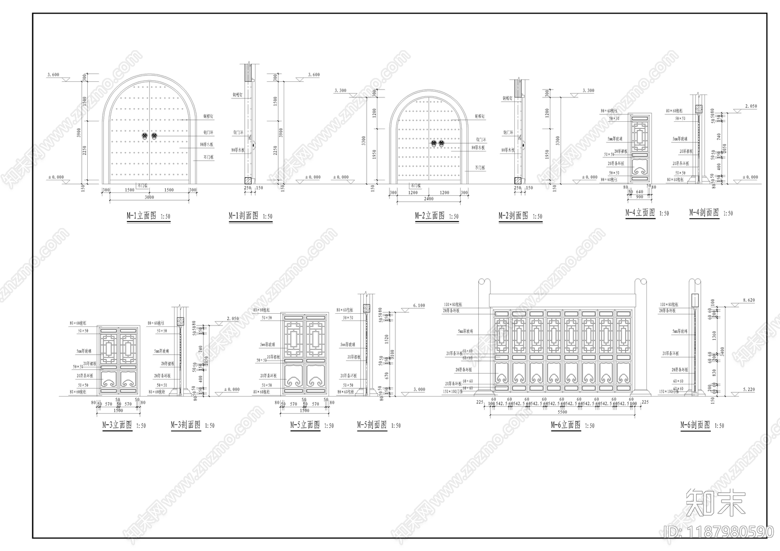 寺庙cad施工图下载【ID:1187980590】