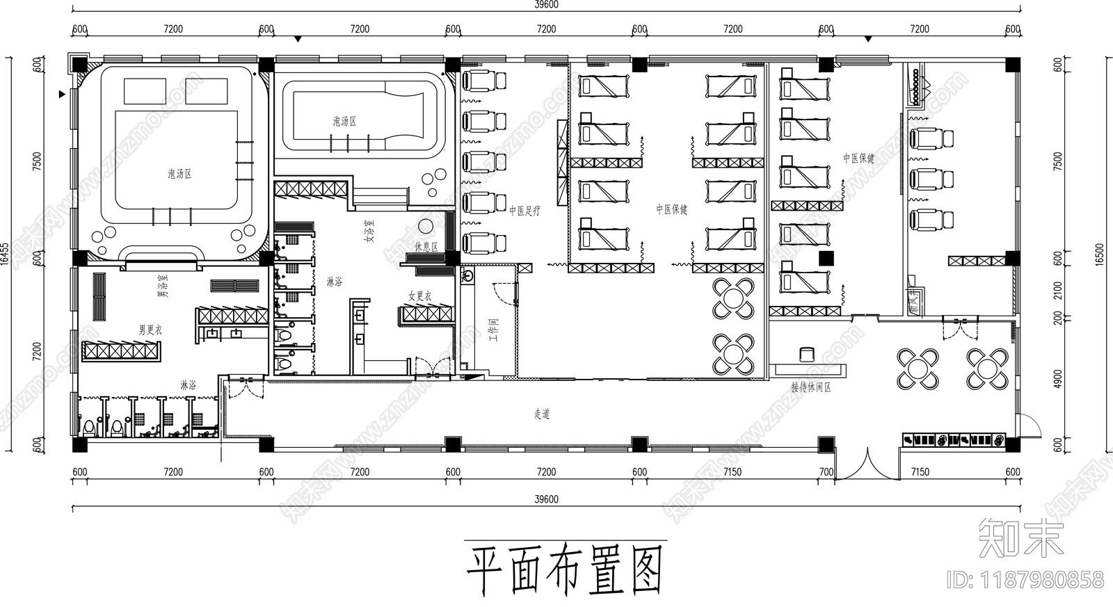 现代洗浴中心施工图下载【ID:1187980858】