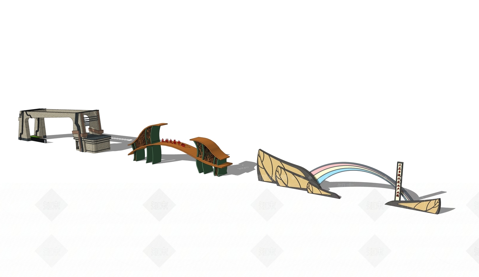 新中式现代入口大门SU模型下载【ID:1187981442】