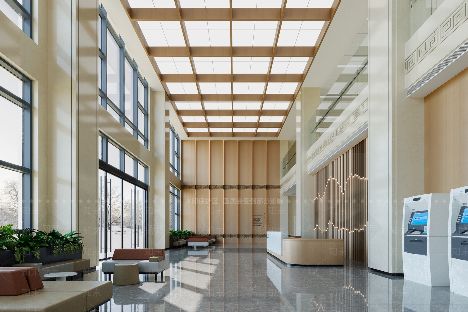 新中式医院大厅3D模型下载【ID:1187984044】