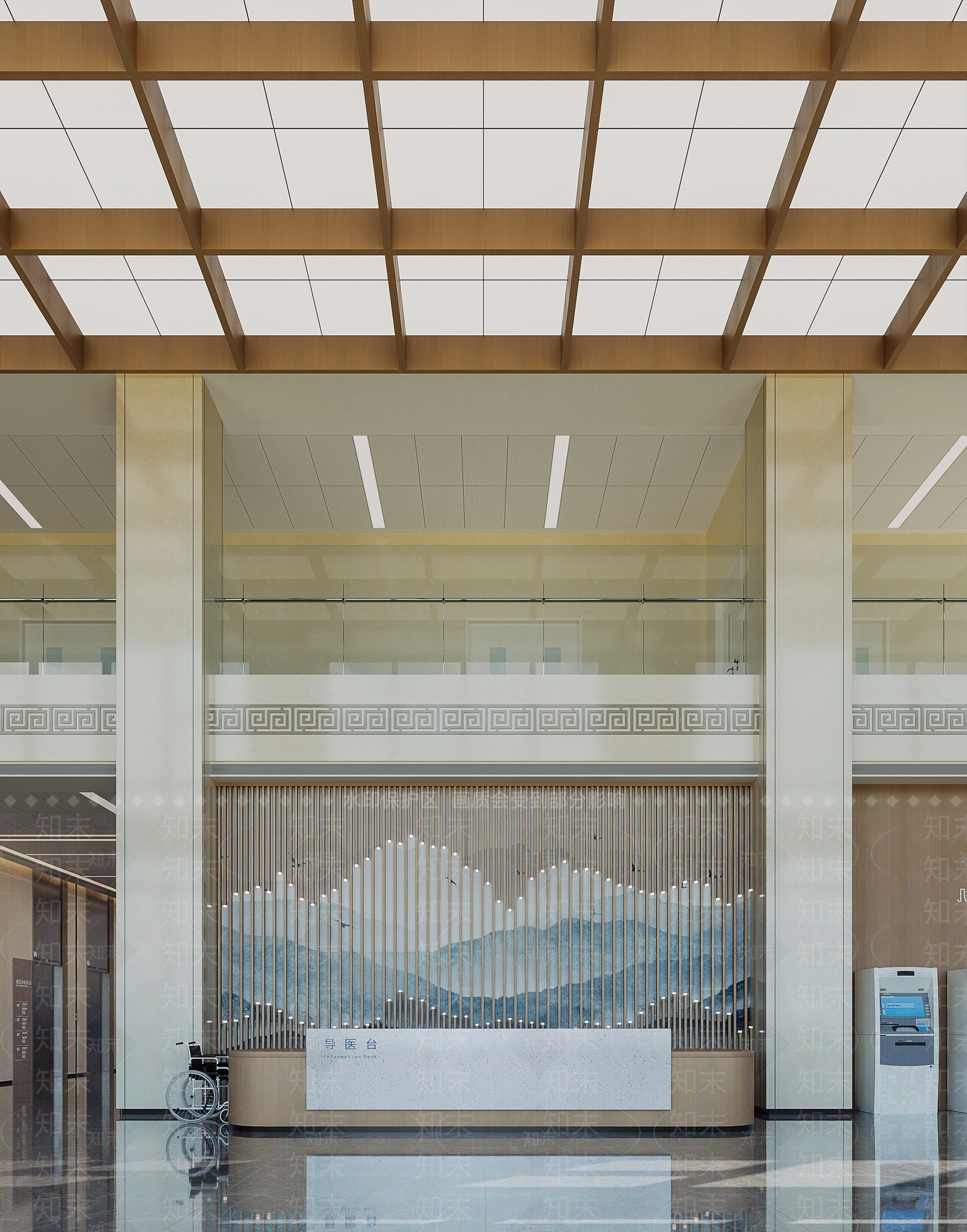 新中式医院大厅3D模型下载【ID:1187984044】