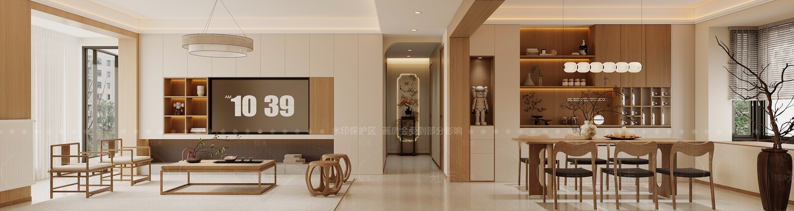 现代日式家居客厅3D模型下载【ID:1187986186】